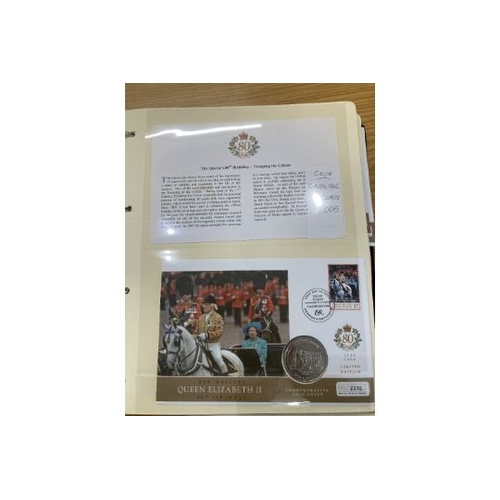 108 - COINS Album of 80th Birthday of Queen Elizabeth II coin covers, 19 covers