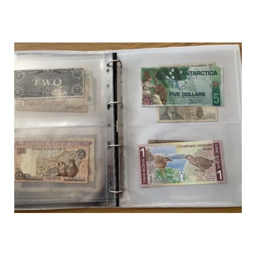 124 - BANK NOTES Album of old bank notes including uncirculated £1 notes, 10/- notes, £5 notes etc plus so... 