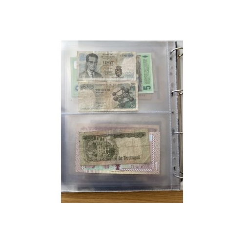 124 - BANK NOTES Album of old bank notes including uncirculated £1 notes, 10/- notes, £5 notes etc plus so... 