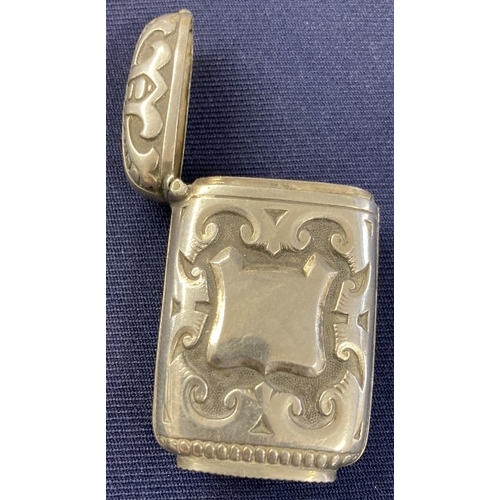 47 - White metal vesta case, attractive design, possibly continental