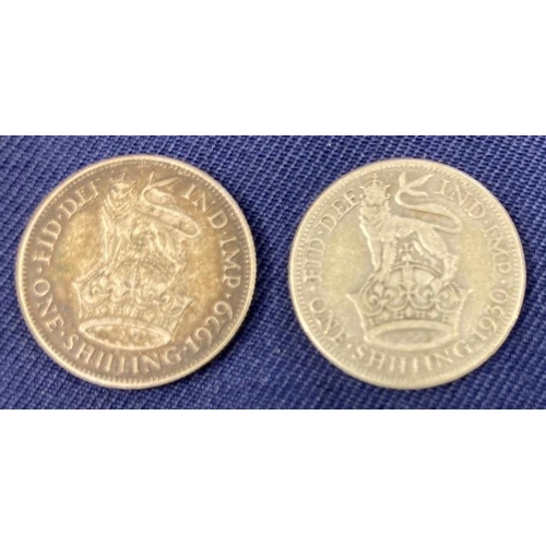 98 - COINS 1930 GV Silver Shilling in VF condition, plus a second example 1929