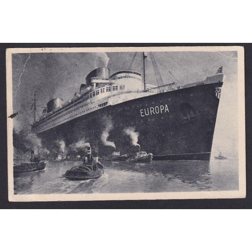 232 - STAMPS CATAPULT MAIL, 1932 Sept, postcard posted onboard 'Europa' and flown by the accelerated ship-... 