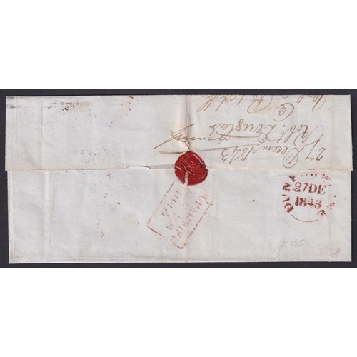 275 - STAMPS 1843 Wrapper from Dunfermilne to Cupar in Fife with 1840 2d Blue plate 2 (LK), margins cut in... 