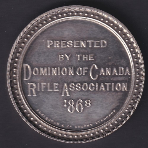 598 - COLLECTABLE 1868 Dominion of Canada Rifle Association Silver medal in special display box (scarce) 4... 