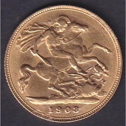 603 - COINS 1903 EDVII Gold Half Sovereign in good to fine condition