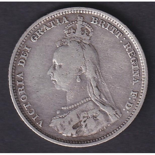 624 - COINS 1887 QV Silver Shilling in fine condition