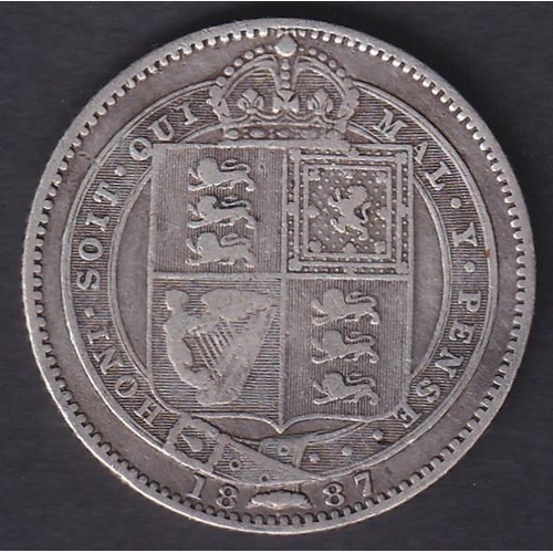 624 - COINS 1887 QV Silver Shilling in fine condition