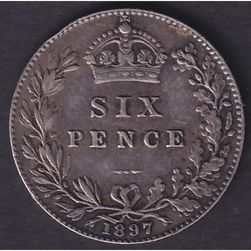 627 - COINS 1897 QV Silver 6d in very fine condition