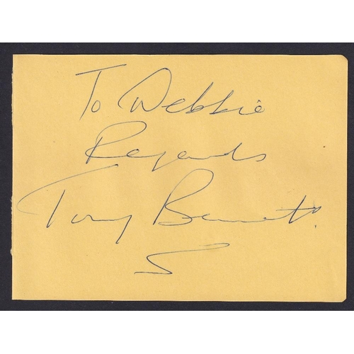 647 - AUTOGRAPH Tony Bennett signature piece personally obtained by the vendor