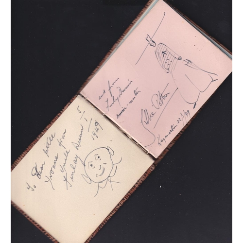 648 - Small autograph book with various old theatre stars etc from the 1940's period, Kathleen West, Leff ... 