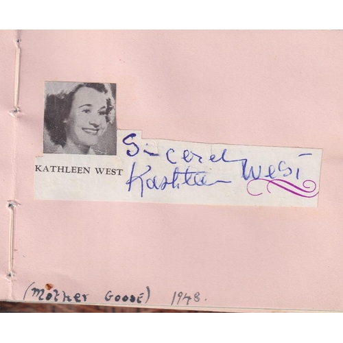 648 - Small autograph book with various old theatre stars etc from the 1940's period, Kathleen West, Leff ... 