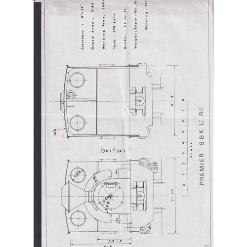 154 - Copies of scale drawings of old steam engines including Tal-Y-Llyn Railways