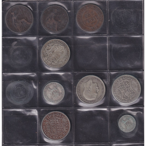 609 - COINS Small accumulation of Pre QEII UK coins including early Silver half crowns, florins etc