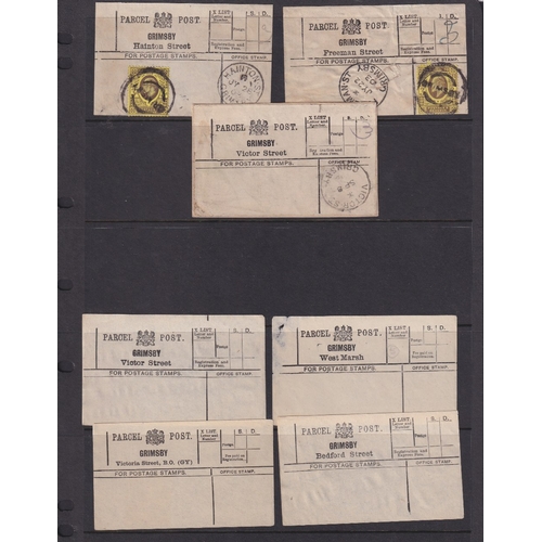 266 - STAMPS GRIMSBY, a selection of 13 used Parcel Post labels from various sub-post offices, all with th... 