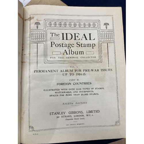 64 - STAMPS Pair of Foreign Ideal Albums up to 1930's, reasonable condition with scattered stamps, includ... 