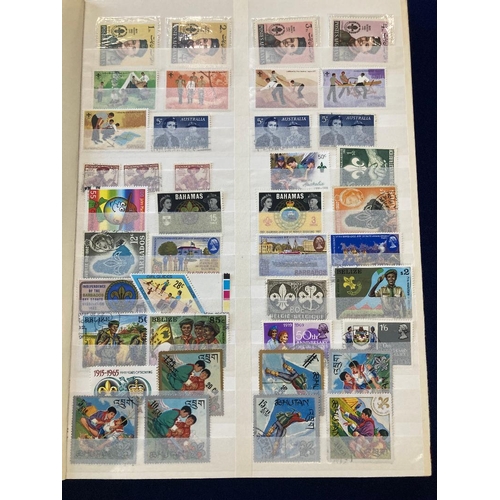 154B - STAMPS SCOUTING Collection of mint and used singles and sets in stock book (100's)