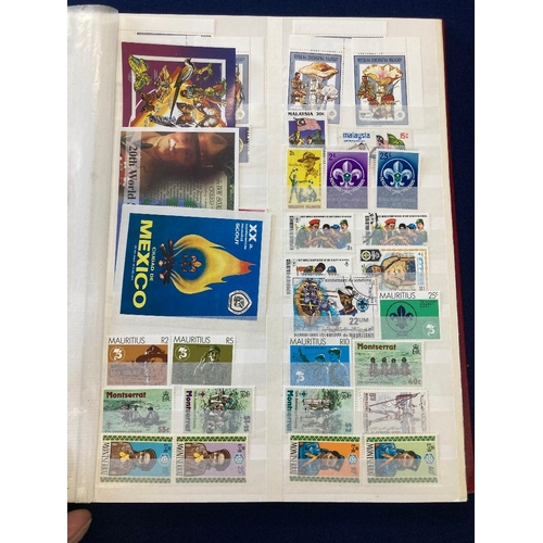 154B - STAMPS SCOUTING Collection of mint and used singles and sets in stock book (100's)