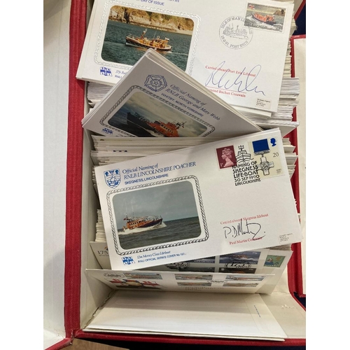 178 - STAMPS RNLI  special covers in a red filing box, most are GB but some Isle of Man and Channel Island... 