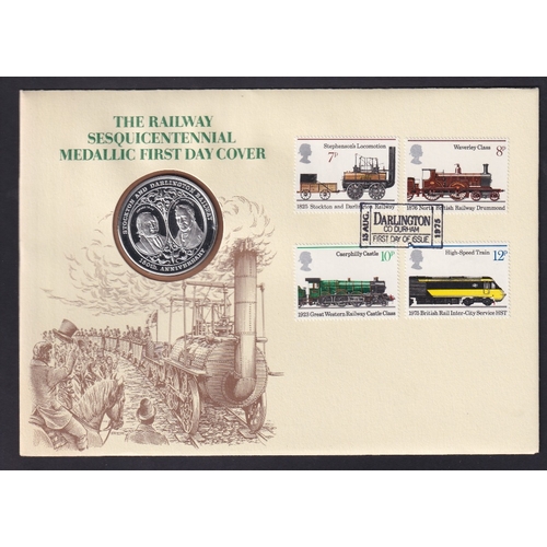 300 - STAMPS 1975 Darlington Railway FDC with SILVER Medal