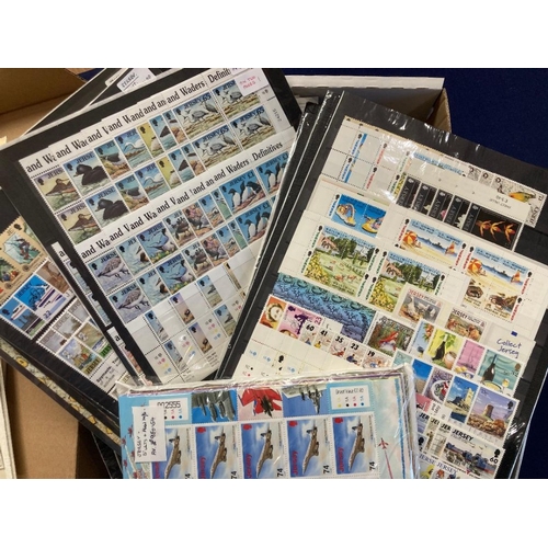 301 - STAMPS Jersey mint issues on stock pages including complete sheets face value stated to be £3,993