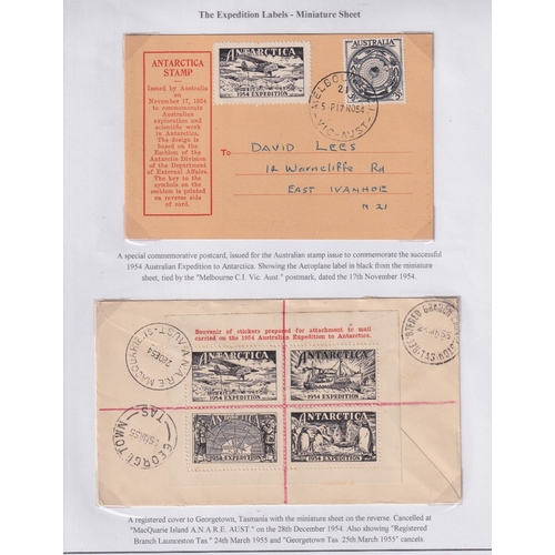 325 - STAMPS Antarctic Expedition collection written up on pages including stamps and covers plus full/par... 