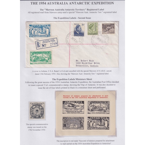 325 - STAMPS Antarctic Expedition collection written up on pages including stamps and covers plus full/par... 