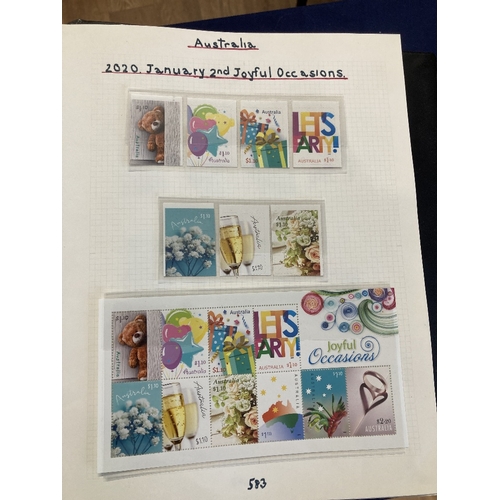 346 - STAMPS AUSTRALIA Mint collection in five albums 2006-2020 including sets and minisheets and self adh... 