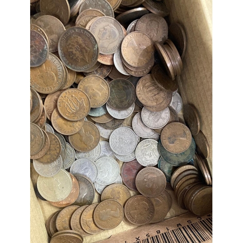 612 - COINS Small box of mixed English coinage including George III to early QEII