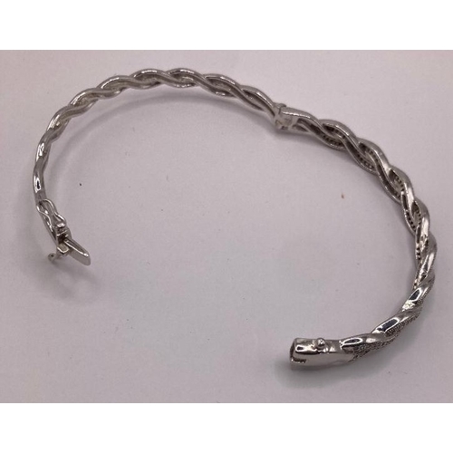 46 - Diamond effect 925 silver bracelet, 60mm diameter