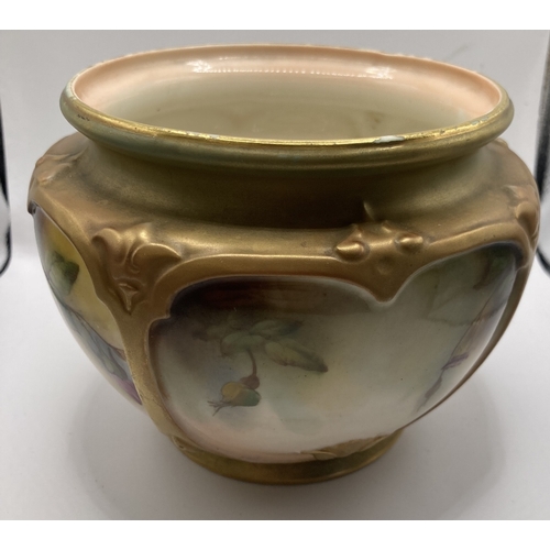 6 - Royal Worcester bowl Jardinière style, classically decorated with flowers, marked F132 to base, slig... 