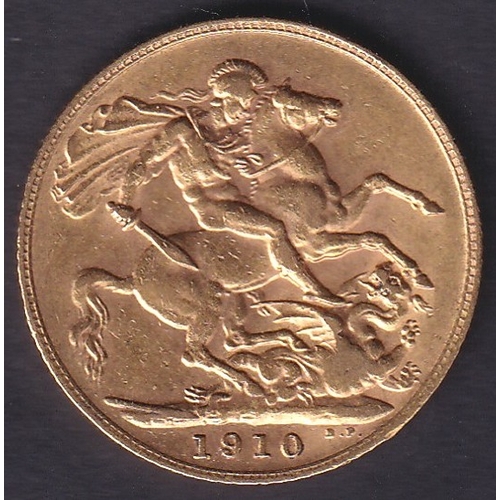 121 - 1910 Full Gold Sovereign in good condition