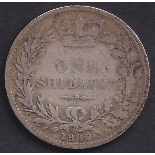 138 - 1880 Silver QV Shilling in good condition