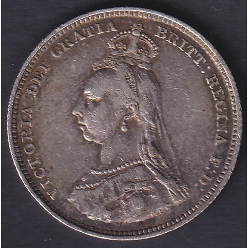 143 - 1887 Silver QV Shilling in good condition