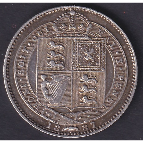 143 - 1887 Silver QV Shilling in good condition