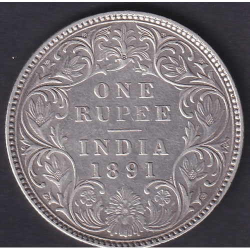 184 - 1891 India One Rupee silver coin in very fine condition