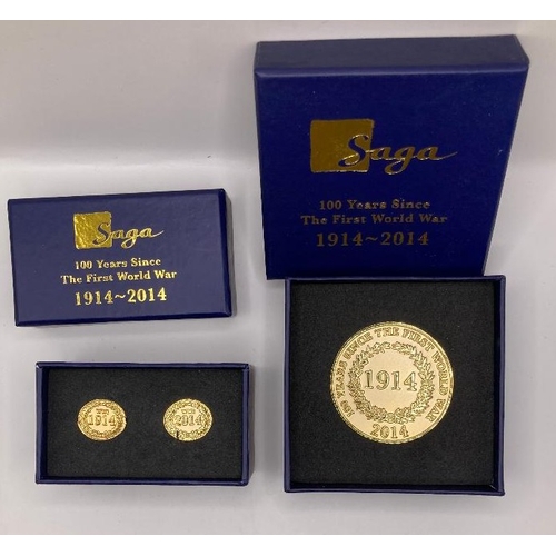 45 - 2014 Saga Holidays commemorative medallion and cufflinks for 100th anniversary of the start of World... 