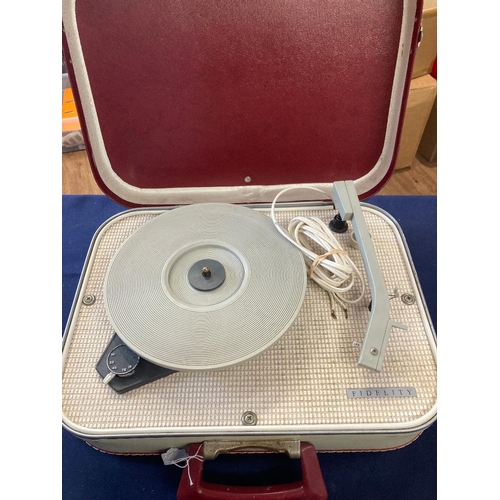 8 - 1960's Fidelity portable record player, stated to be in working order but not tested, probably needs... 