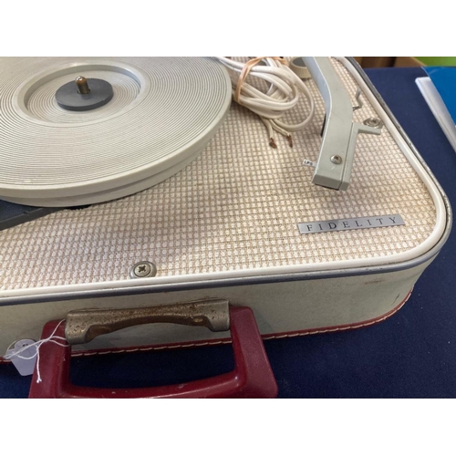 8 - 1960's Fidelity portable record player, stated to be in working order but not tested, probably needs... 