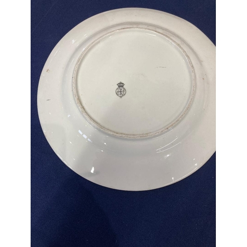 31 - Pottery : Pair of collectable antique dinner plates with crest markings and impressed marks to base,... 