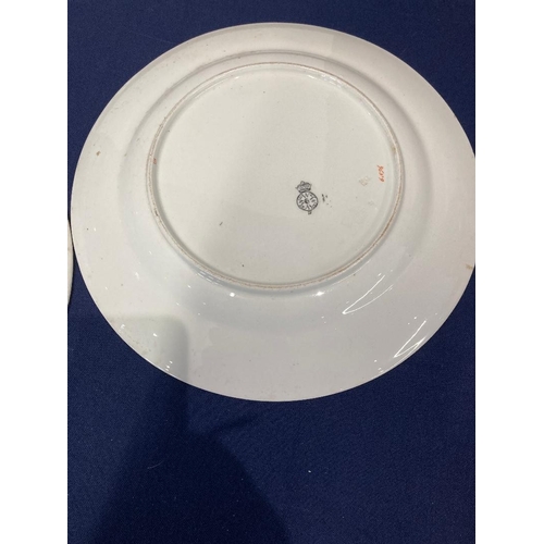31 - Pottery : Pair of collectable antique dinner plates with crest markings and impressed marks to base,... 