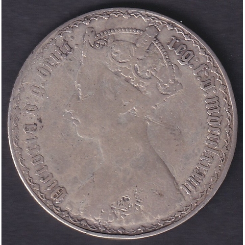 111 - 1883 QV Silver Gothic Florin in average to good condition