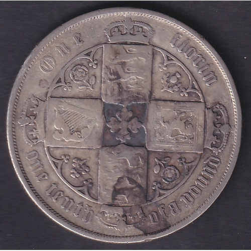 111 - 1883 QV Silver Gothic Florin in average to good condition