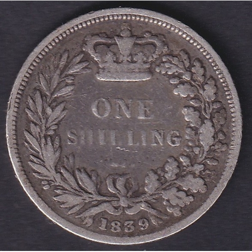 119 - 1839 QV Silver Shilling in good condition
