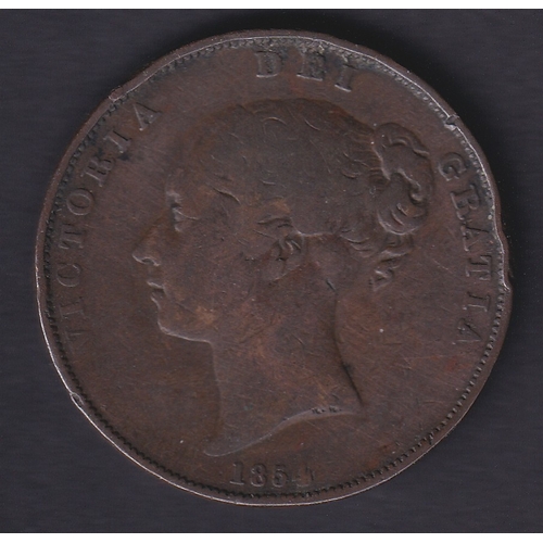 120 - 1854 QV Penny in average to good condition