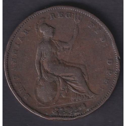 120 - 1854 QV Penny in average to good condition