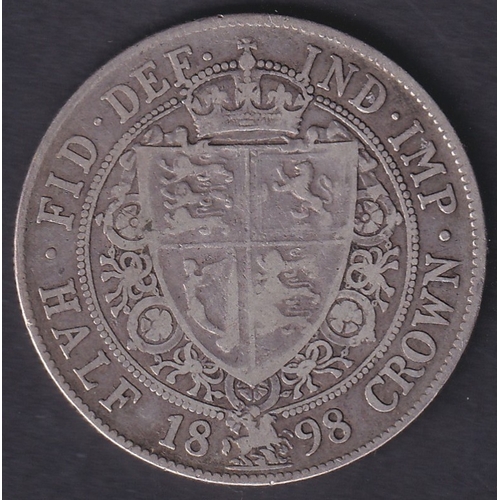 122 - 1898 QV Silver half crown in good condition