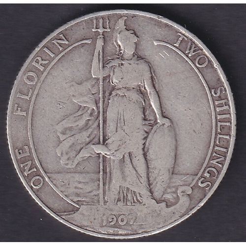 140 - 1907 EDVII Silver Florin in good to fine condition