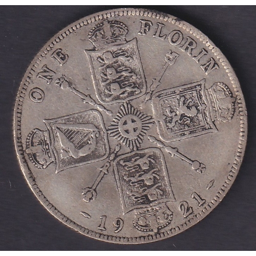 143 - 1921 GV Silver Florin in good to fine condition