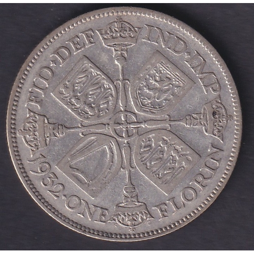 144 - 1932 GV Silver Florin good condition, Scarce date
