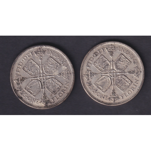 145 - 1935 and 1936 GV Silver Florins in average to good condition
